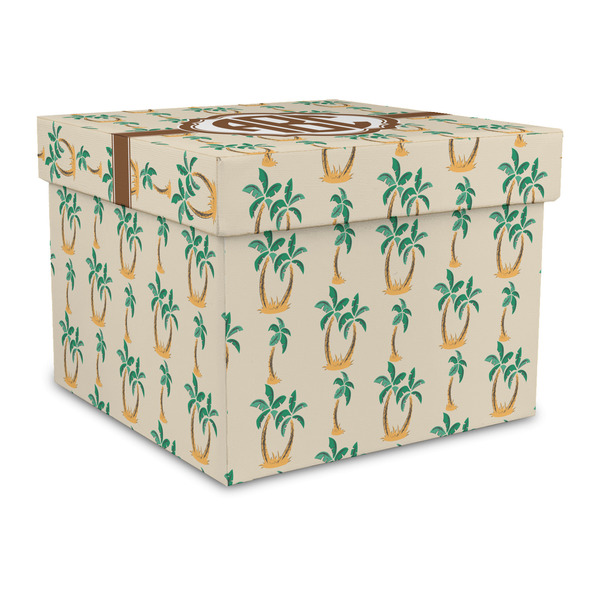 Custom Palm Trees Gift Box with Lid - Canvas Wrapped - Large (Personalized)