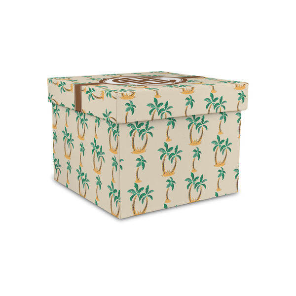Custom Palm Trees Gift Box with Lid - Canvas Wrapped - Small (Personalized)