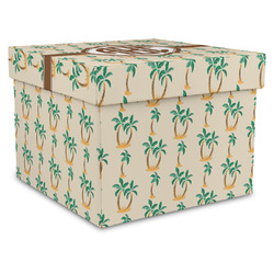 Palm Trees Gift Box with Lid - Canvas Wrapped - X-Large (Personalized)