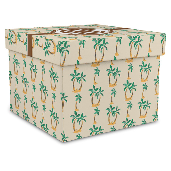 Custom Palm Trees Gift Box with Lid - Canvas Wrapped - X-Large (Personalized)
