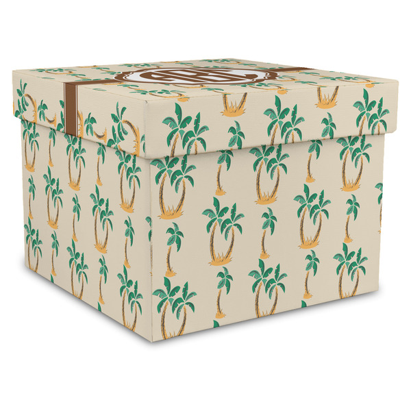 Custom Palm Trees Gift Box with Lid - Canvas Wrapped - XX-Large (Personalized)