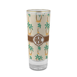 Palm Trees 2 oz Shot Glass -  Glass with Gold Rim - Set of 4 (Personalized)