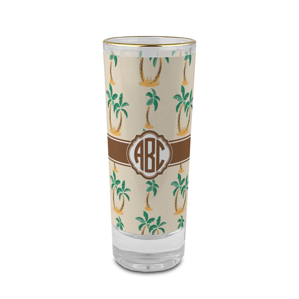Custom Palm Trees 2 oz Shot Glass -  Glass with Gold Rim - Set of 4 (Personalized)