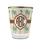Palm Trees Glass Shot Glass - 1.5 oz - with Gold Rim - Set of 4 (Personalized)