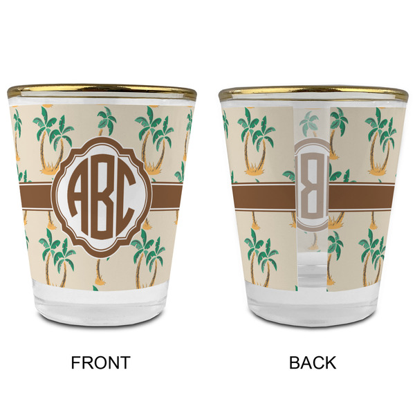 Palm Trees Glass Shot Glass - with gold rim - APPROVAL