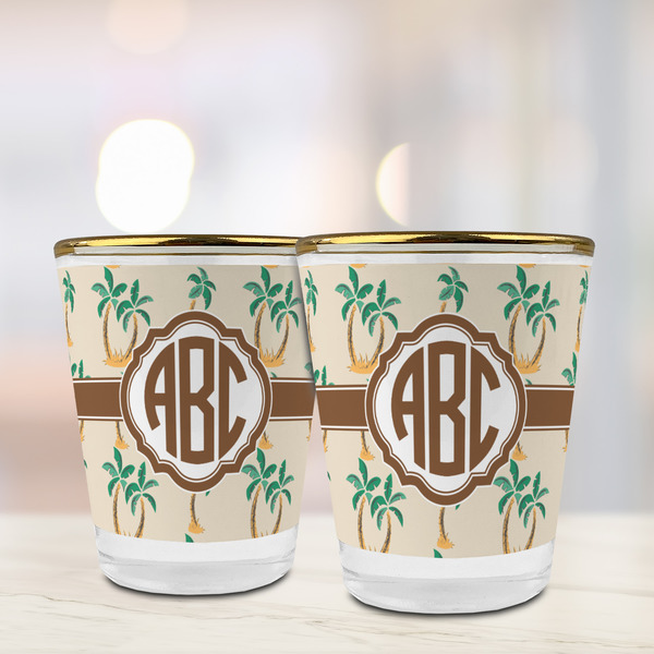 Palm Trees Glass Shot Glass - with gold rim - LIFESTYLE