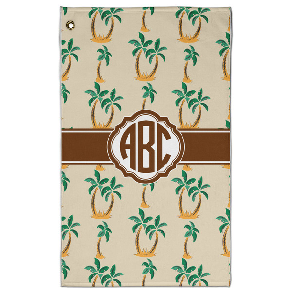 Custom Palm Trees Golf Towel - Poly-Cotton Blend - Large w/ Monograms