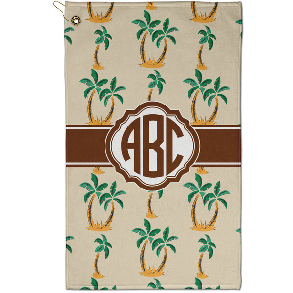 Custom Palm Trees Golf Towel - Poly-Cotton Blend - Small w/ Monograms