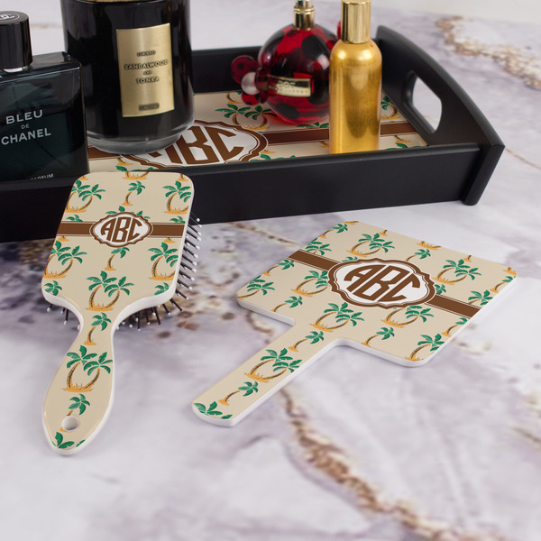 Palm Trees Hair Brush and Hand Mirror - Bathroom Scene