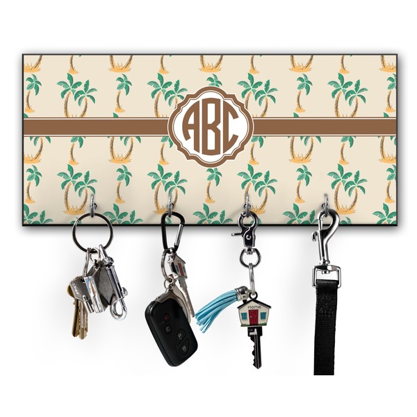 Custom Palm Trees Key Hanger w/ 4 Hooks w/ Monogram