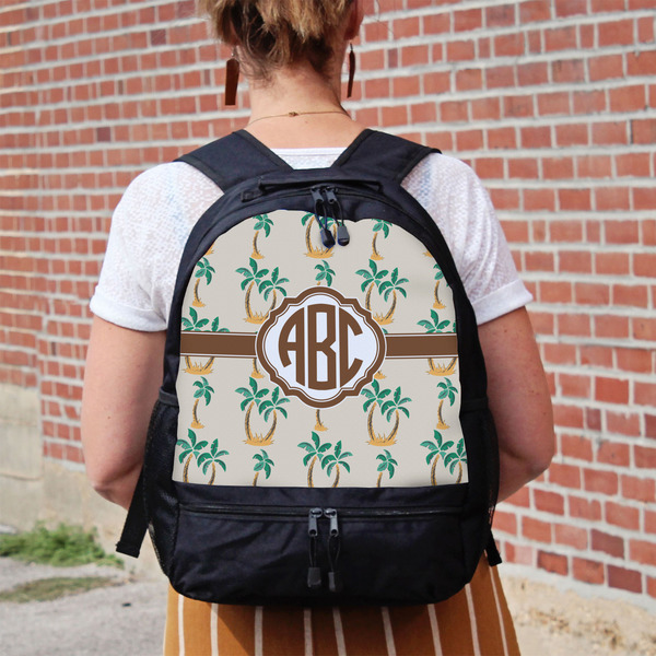 Palm Trees Large Backpack - Black - On Back
