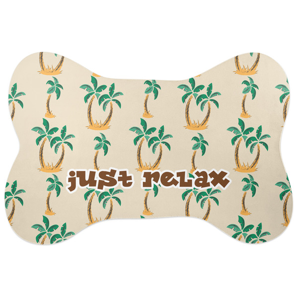 Custom Palm Trees Bone Shaped Dog Food Mat (Large) (Personalized)