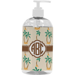 Palm Trees Plastic Soap / Lotion Dispenser (16 oz - Large - White) (Personalized)