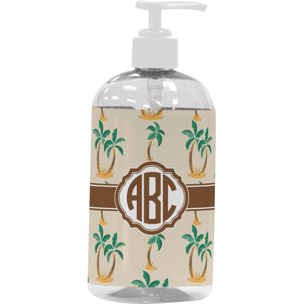 Custom Palm Trees Plastic Soap / Lotion Dispenser (16 oz - Large - White) (Personalized)