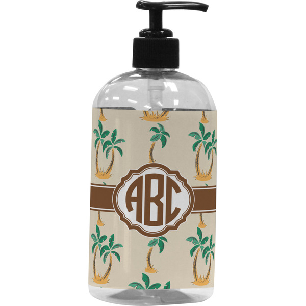 Custom Palm Trees Plastic Soap / Lotion Dispenser (16 oz - Large - Black) (Personalized)