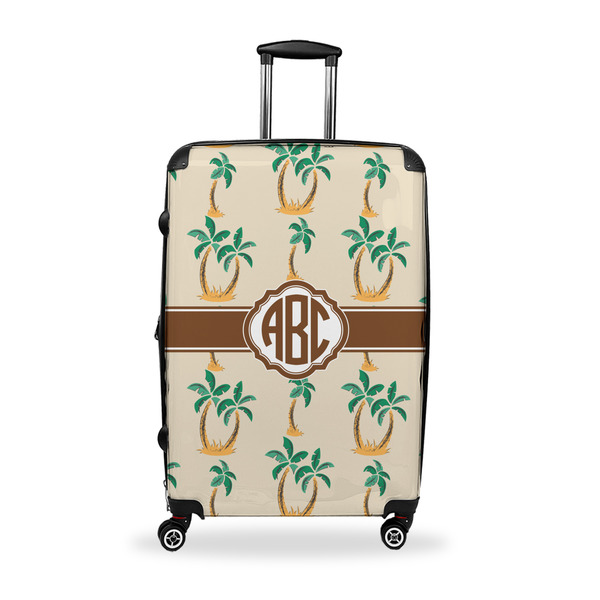 Custom Palm Trees Suitcase - 28" Large - Checked w/ Monogram