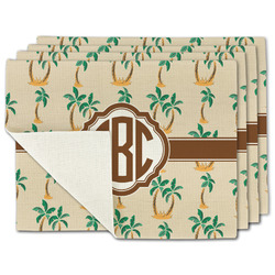 Palm Trees Single-Sided Linen Placemat - Set of 4 w/ Monogram