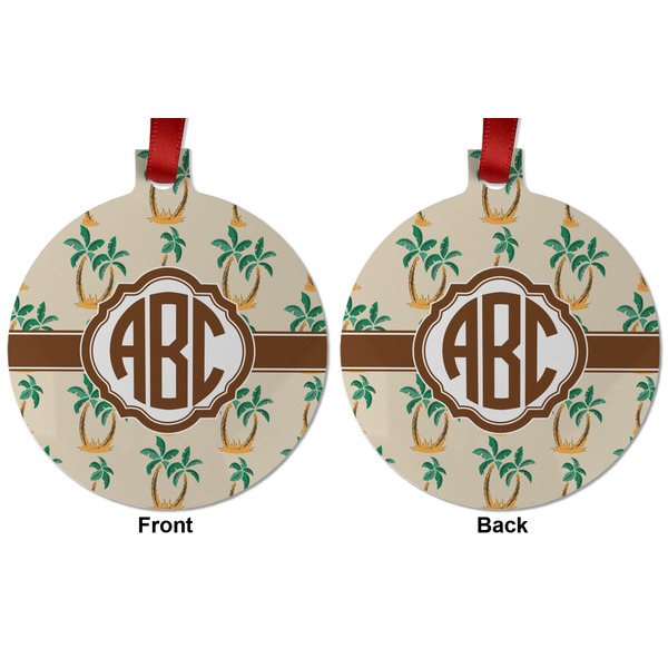 Palm Trees Metal Ball Ornament - Front and Back