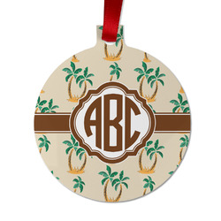Palm Trees Metal Ball Ornament - Double Sided w/ Monogram