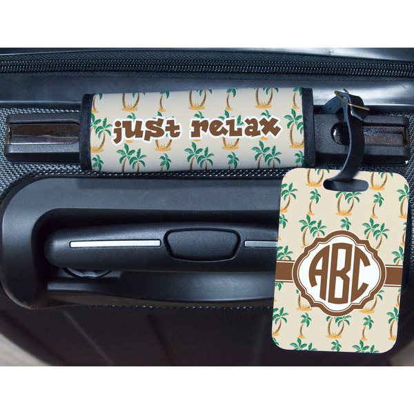 Palm Trees Metal Luggage Tag & Handle Wrap - In Context