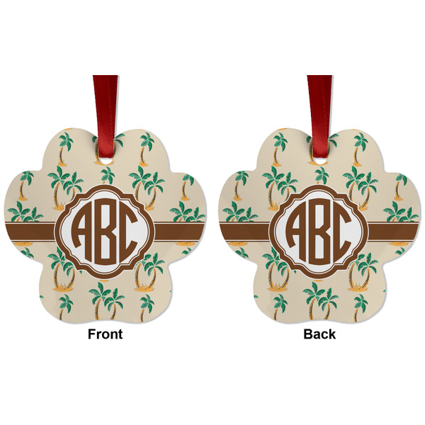 Palm Trees Metal Paw Ornament - Front and Back