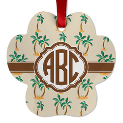 Palm Trees Metal Paw Ornament - Double Sided w/ Monogram