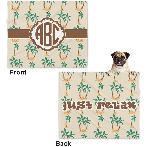 Palm Trees Microfleece Dog Blanket - Large- Front & Back