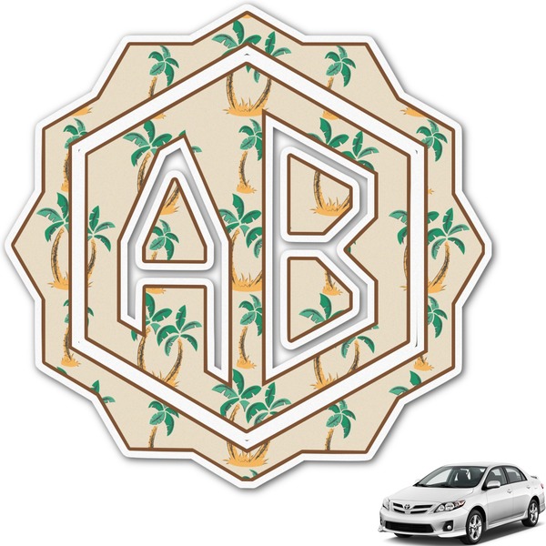 Custom Palm Trees Monogram Car Decal (Personalized)