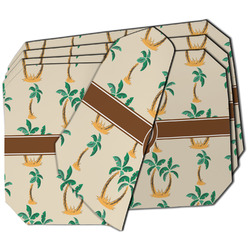 Palm Trees Dining Table Mat - Octagon - Set of 4 (Double-SIded) w/ Monogram