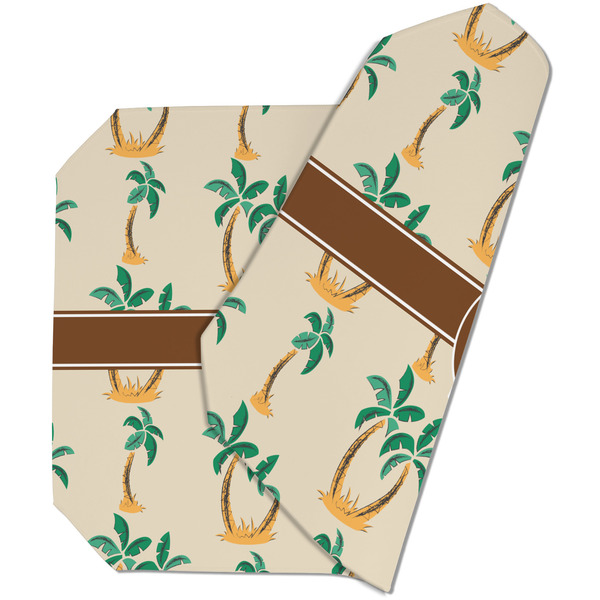 Custom Palm Trees Dining Table Mat - Octagon (Double-Sided) w/ Monogram