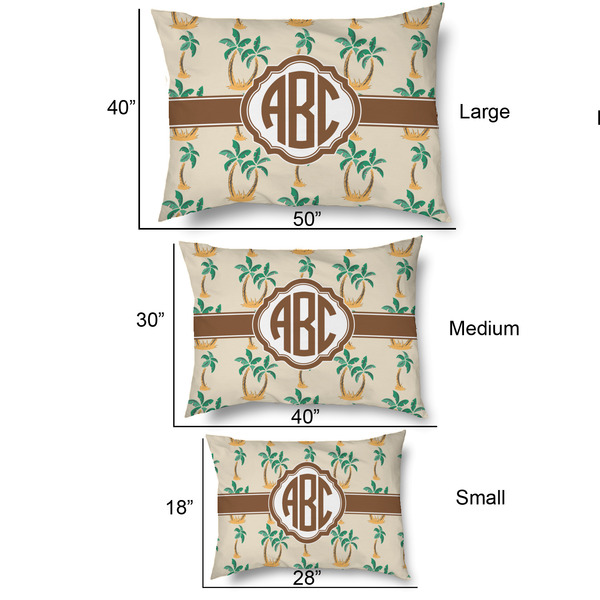 Palm Trees Outdoor Dog Beds - SIZE CHART