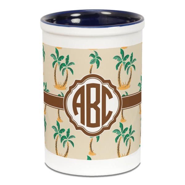 Palm Trees Pencil Holder - Blue
