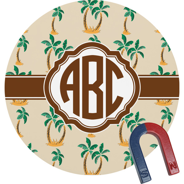 Custom Palm Trees Round Fridge Magnet (Personalized)