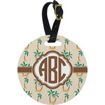 Palm Trees Plastic Luggage Tag - Round (Personalized)