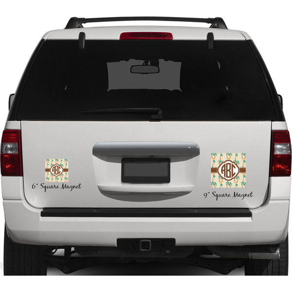 Palm Trees Personalized Square Car Magnets on Ford Explorer