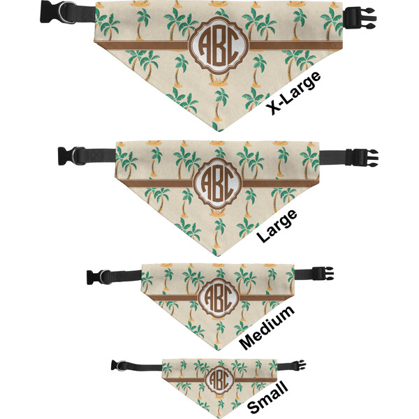 Palm Trees Pet Bandana Sizes