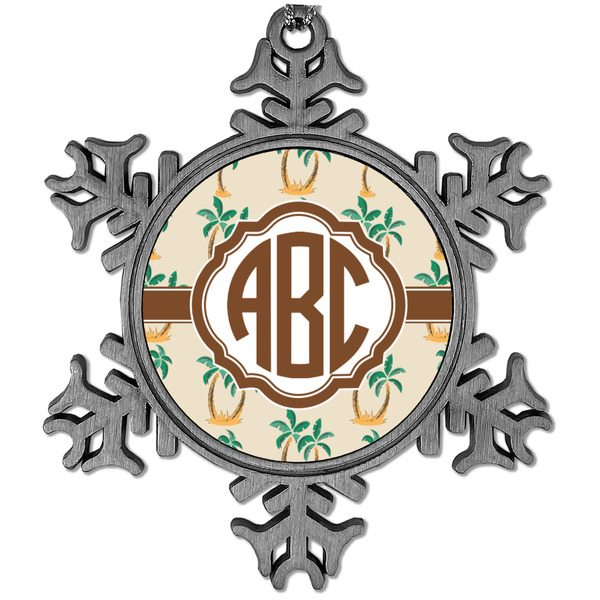 Custom Palm Trees Vintage Snowflake Ornament (Personalized)