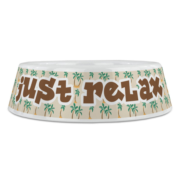 Palm Trees Plastic Pet Bowls - Large - FRONT
