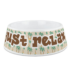 Palm Trees Plastic Dog Bowl (Personalized)