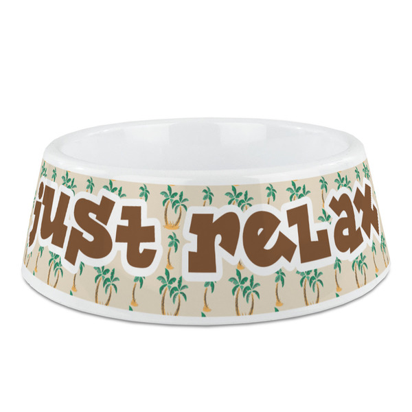 Custom Palm Trees Plastic Dog Bowl (Personalized)