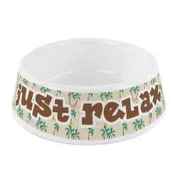Palm Trees Plastic Dog Bowl - Small (Personalized)