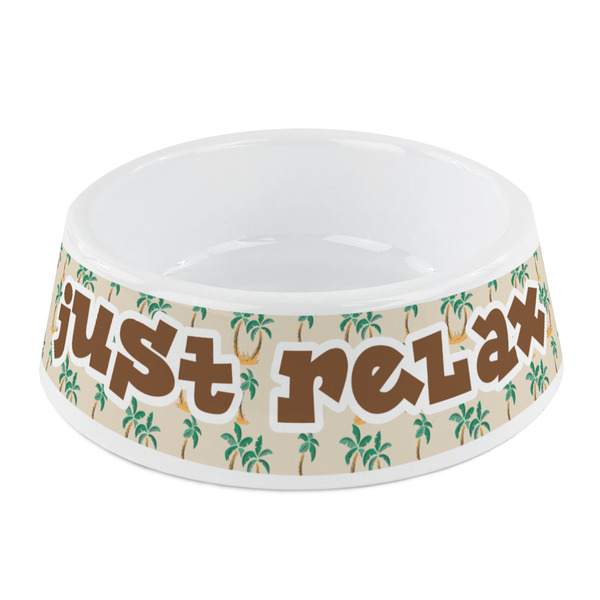 Custom Palm Trees Plastic Dog Bowl - Small (Personalized)