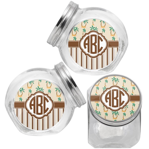 Palm Trees Puppy Treat Jar - Top Left Right