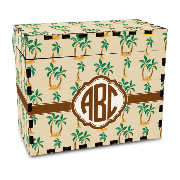 Custom Palm Trees Wood Recipe Box - Full Color Print (Personalized)