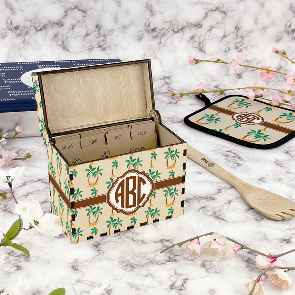 Palm Trees Recipe Box - Full Color - In Context