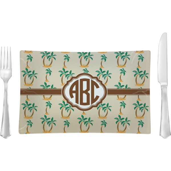 Custom Palm Trees Rectangular Glass Lunch / Dinner Plate - Single or Set (Personalized)