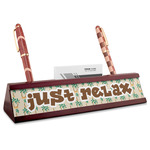 Palm Trees Red Mahogany Nameplate with Business Card Holder (Personalized)