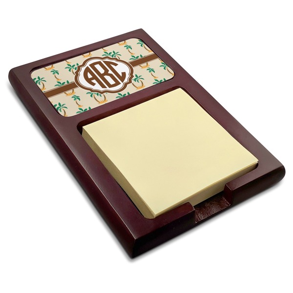 Custom Palm Trees Red Mahogany Sticky Note Holder (Personalized)