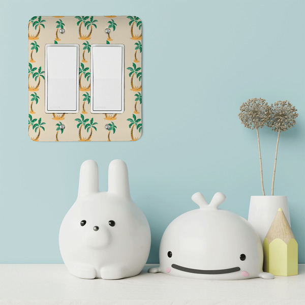 Palm Trees Rocker Light Switch Covers - Double - IN CONTEXT