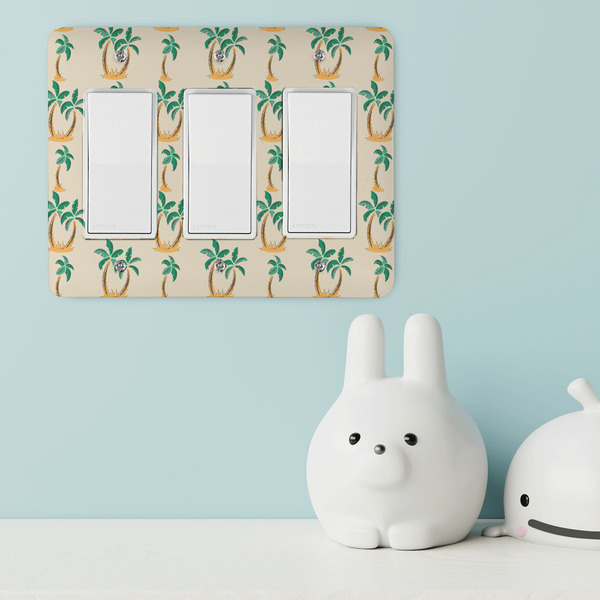 Palm Trees Rocker Light Switch Covers - Triple - IN CONTEXT